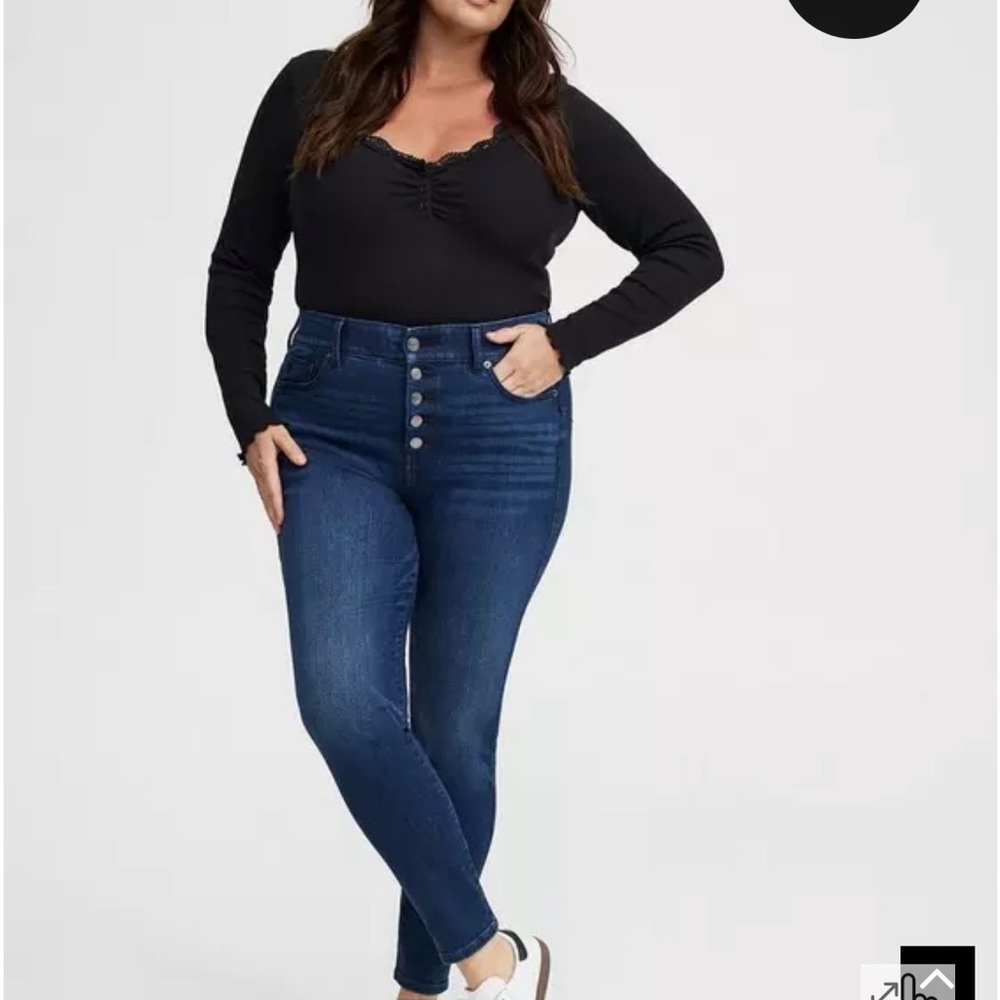 torrid Dark Blue High-Rise Button-Fly Jeggings